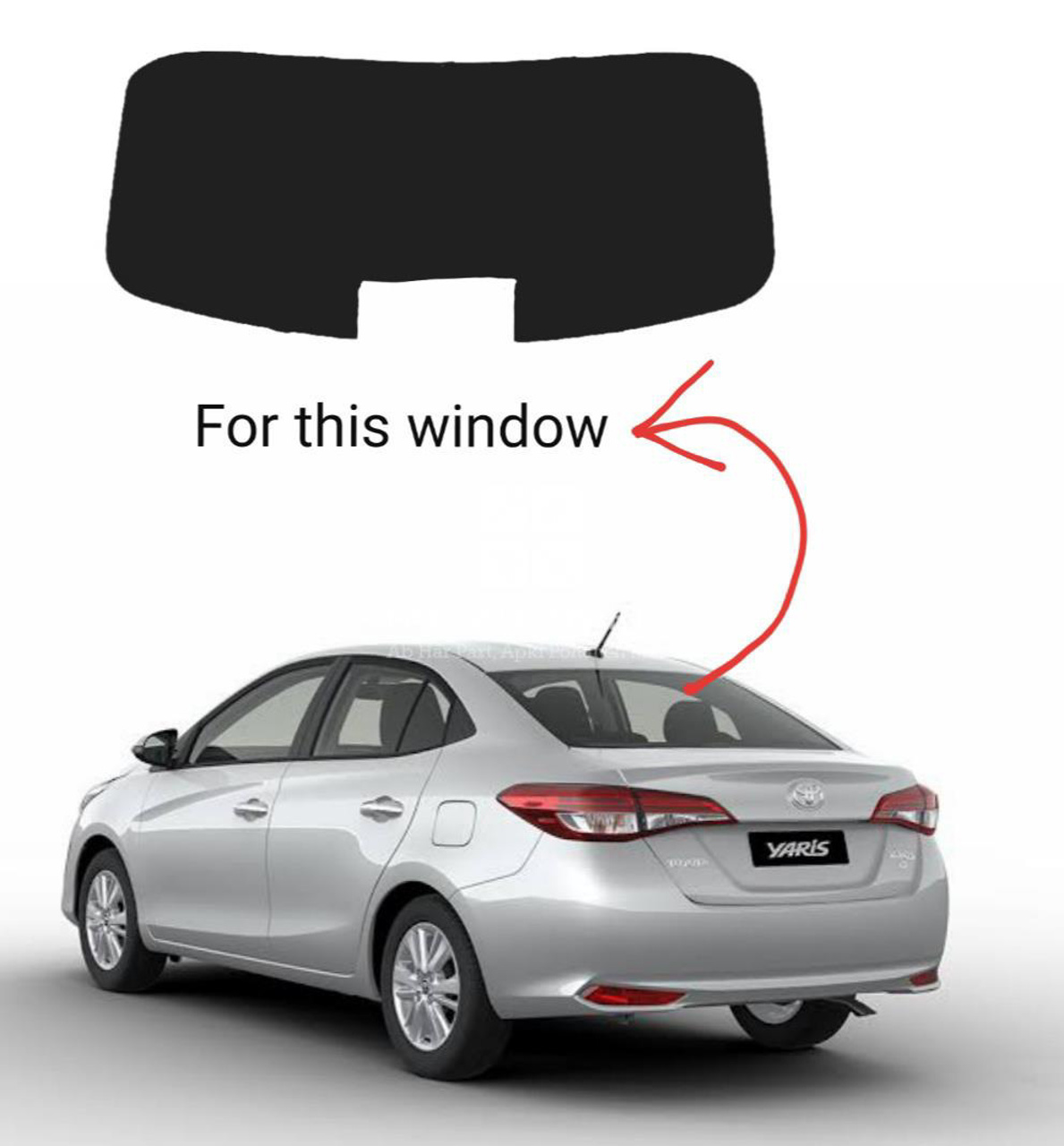 Picture of Toyota Yaris 2019-2024 Model Rear Screen Sun Shade Curtain, Black