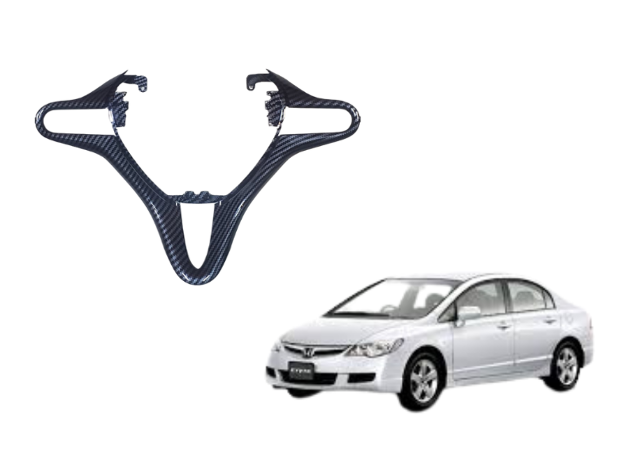 Picture of Honda Civic Reborn Carbon Fiber Steering Trim | Steering Wheel Cover Trim | Premium Quality | 2006-2012